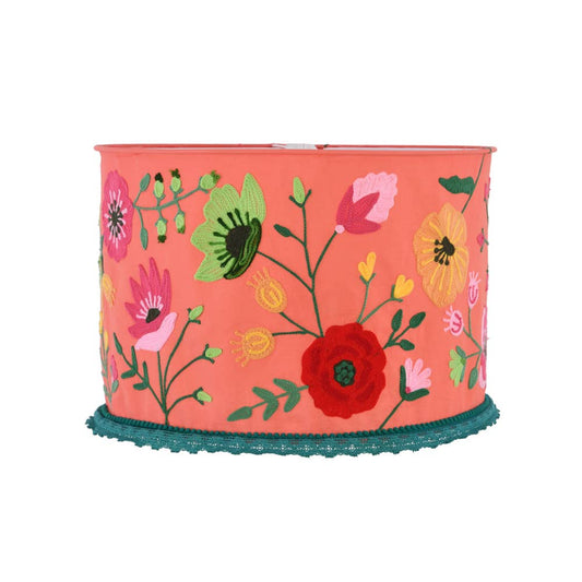 CORAL Crewel LAMP SHADE 18"