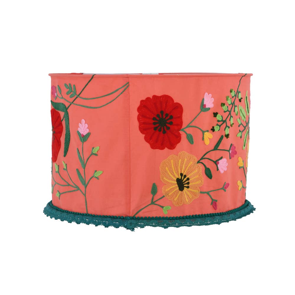 CORAL Crewel LAMP SHADE 18"