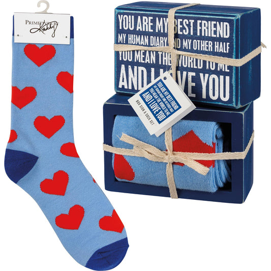 My Best Friend I Love You Box Sign And Sock Set