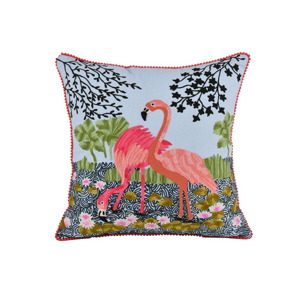 FLAMINGO'S TWINS PILLOW  18x18"