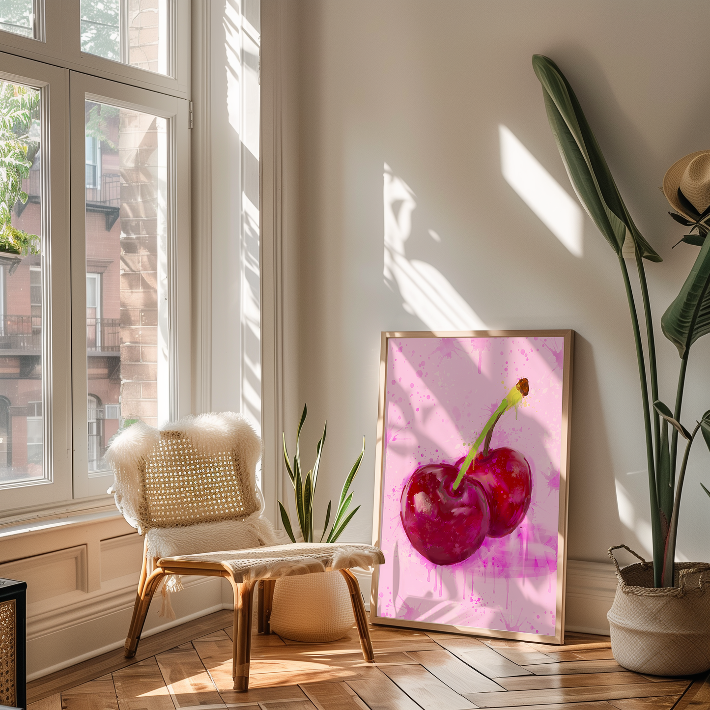 Valentine's Day Art Print, Dopamine Decor, Trendy Colorful Wall Poster, Cherries Retro Pop Art: 16x20 print on paper