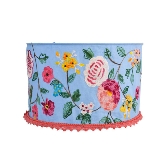 FLORAL YARD Crewel LAMP SHADE 18"
