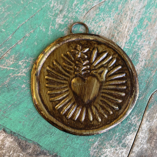 Brass Medallions: Round Flower Heart