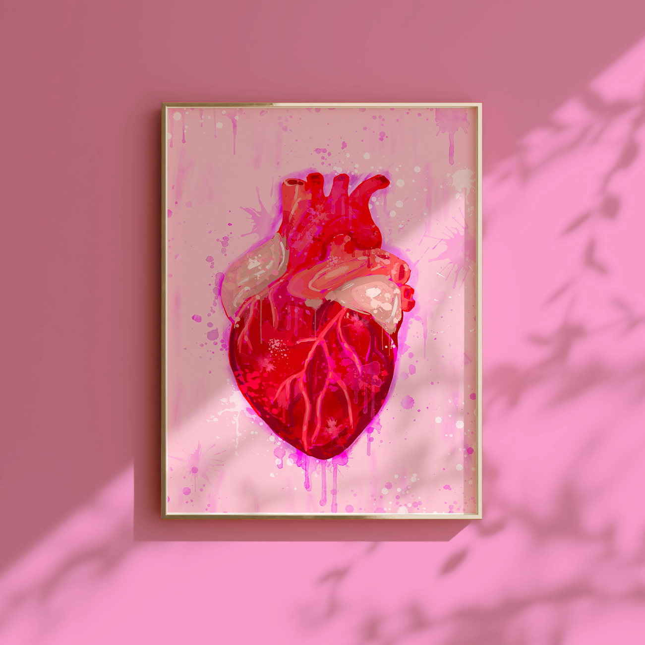Valentine's Day Art Print, Dopamine Decor, Trendy Colorful Wall Poster, Anatomical Heart Pop Art: 11x14 print on paper