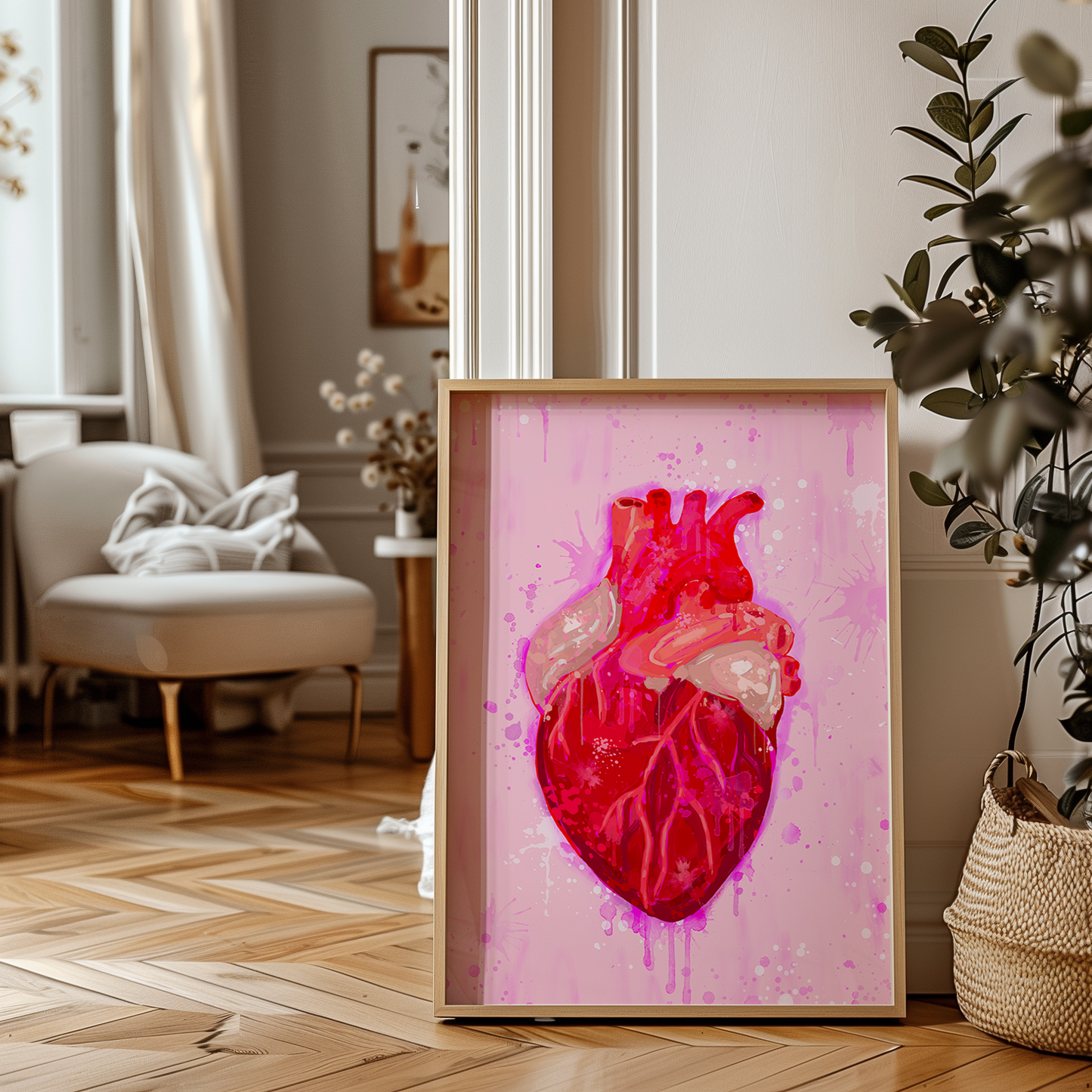 Valentine's Day Art Print, Dopamine Decor, Trendy Colorful Wall Poster, Anatomical Heart Pop Art: 11x14 print on paper