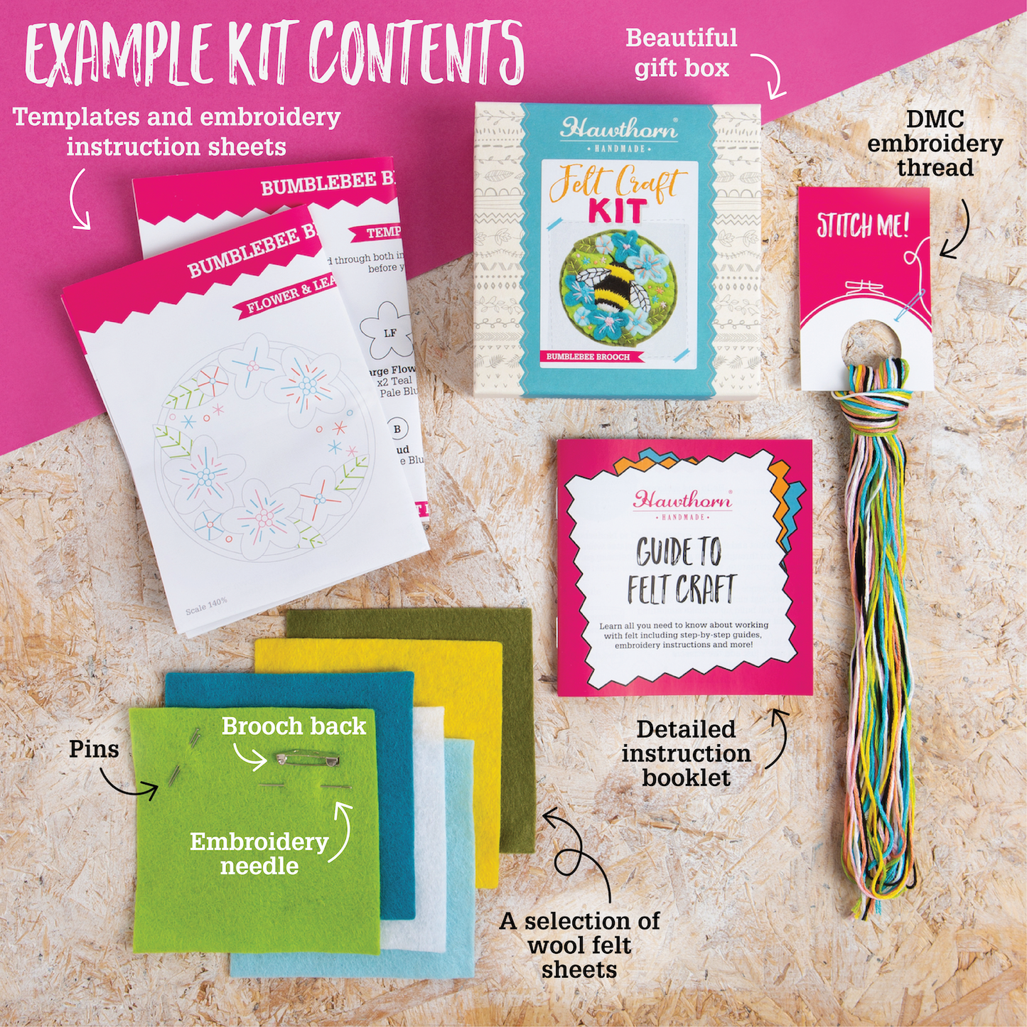 Vita Flower Felt Craft Brooch Kit | Complete Craft Kit
