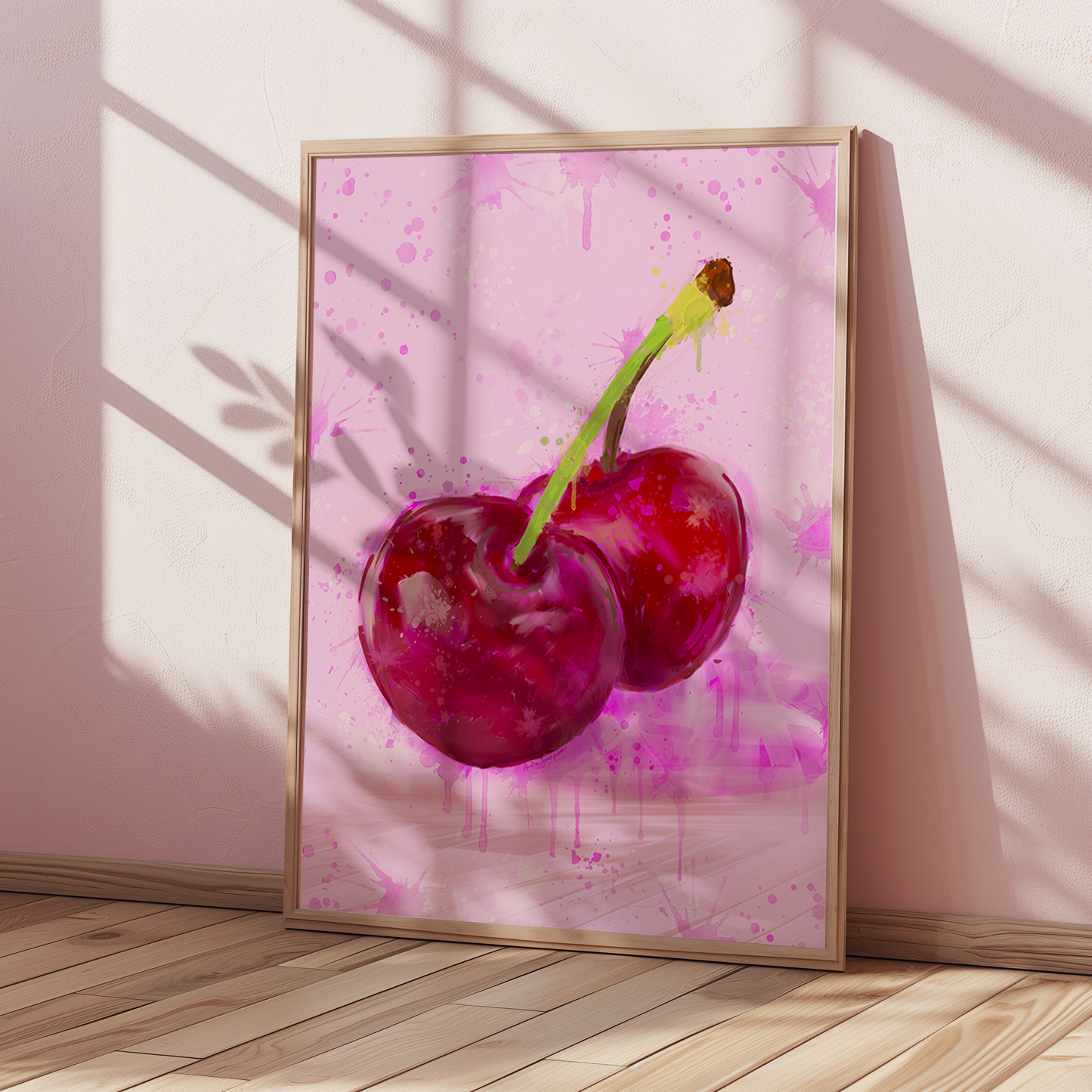 Valentine's Day Art Print, Dopamine Decor, Trendy Colorful Wall Poster, Cherries Retro Pop Art: 16x20 print on paper