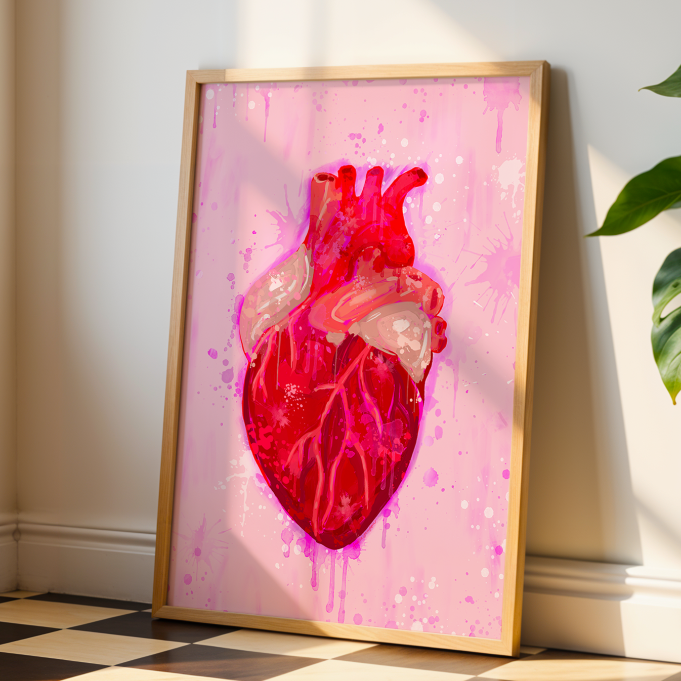 Valentine's Day Art Print, Dopamine Decor, Trendy Colorful Wall Poster, Anatomical Heart Pop Art: 11x14 print on paper