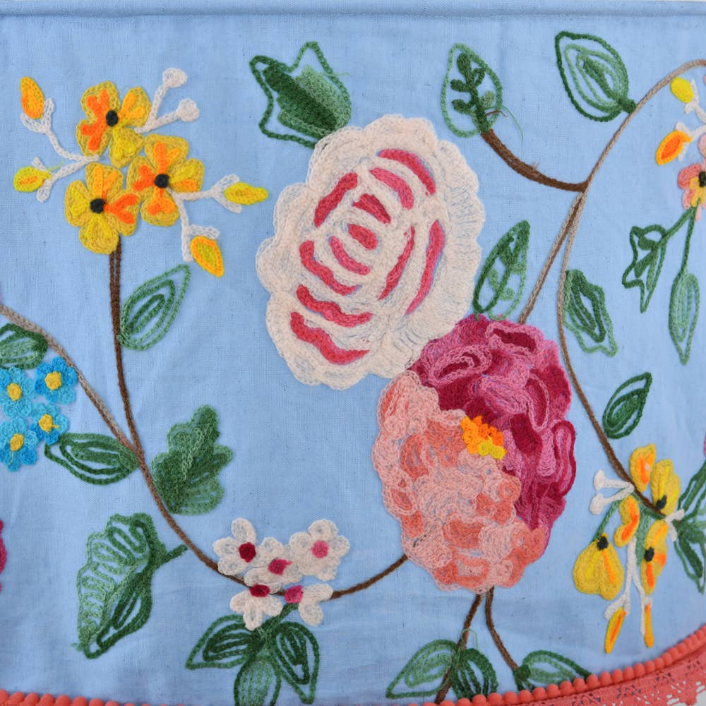 FLORAL YARD Crewel LAMP SHADE 18"