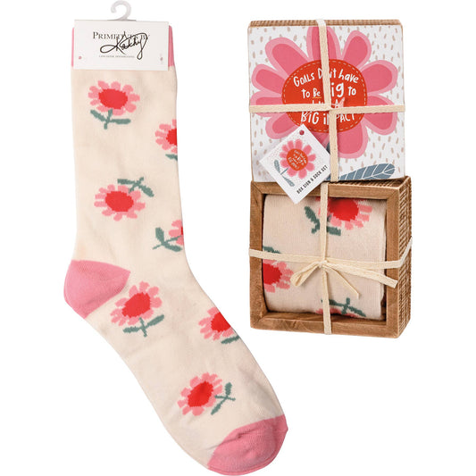 A Big Impact Box Sign And Sock Set