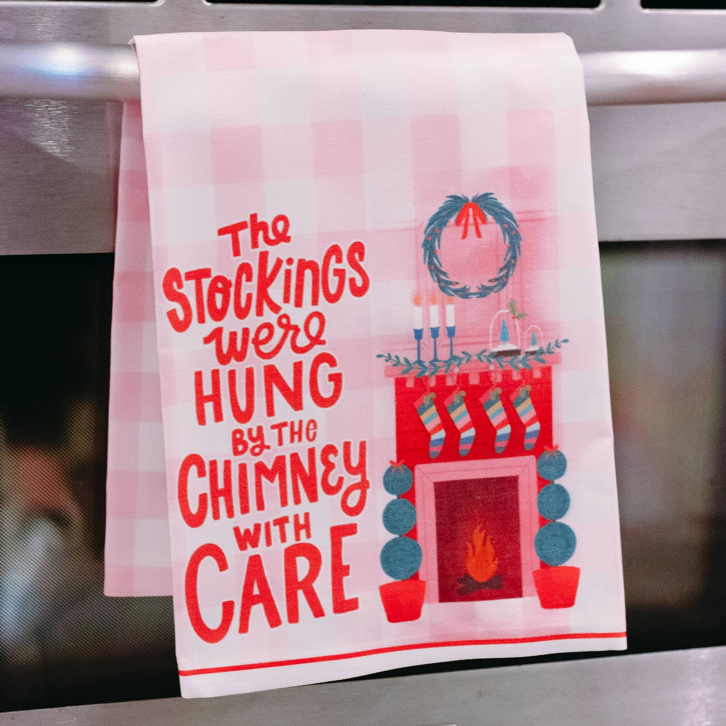 Christmas "By the Chimney With Care" Tea Towel: Standard / Tea Towel