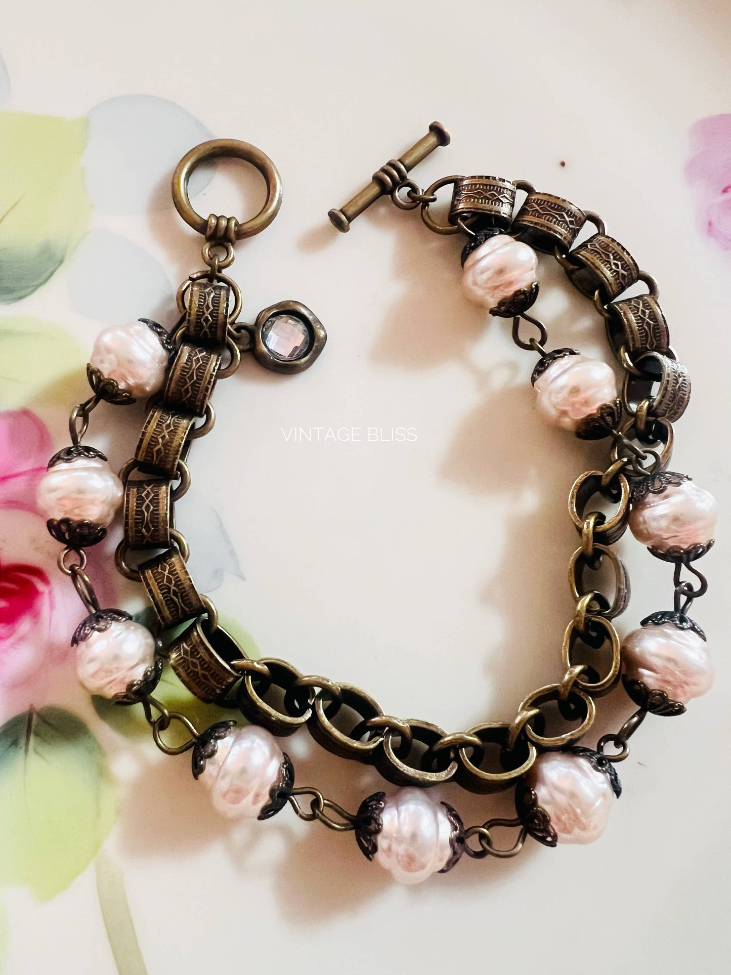 Coffee Pearls Beaded Double Strand Bracelet