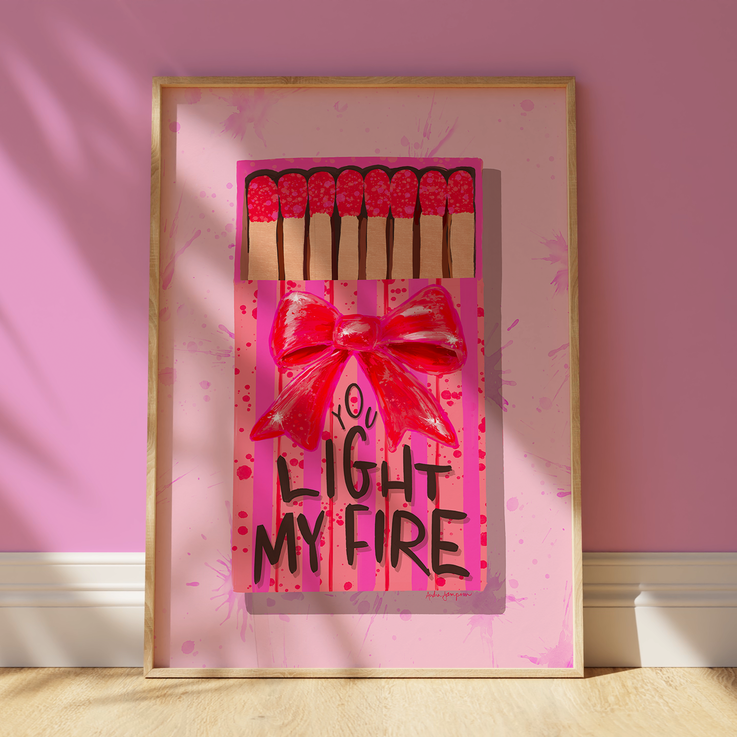 Valentine's Day Art Print, Matchbox Decor, Trendy Colorful Wall Poster, Pop Art: 11x14 print on canvas