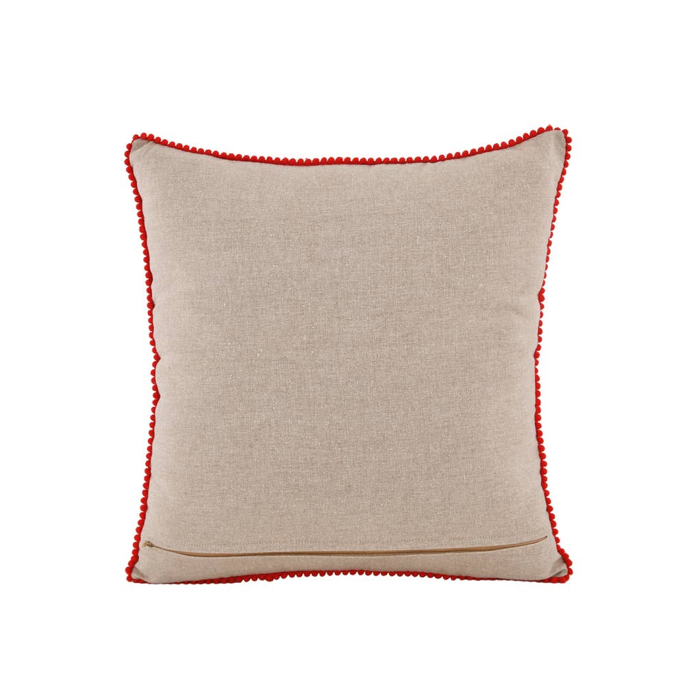 ROOSTER CHICKEN Hand Embroidered CORDUROY PILLOW 18x18"