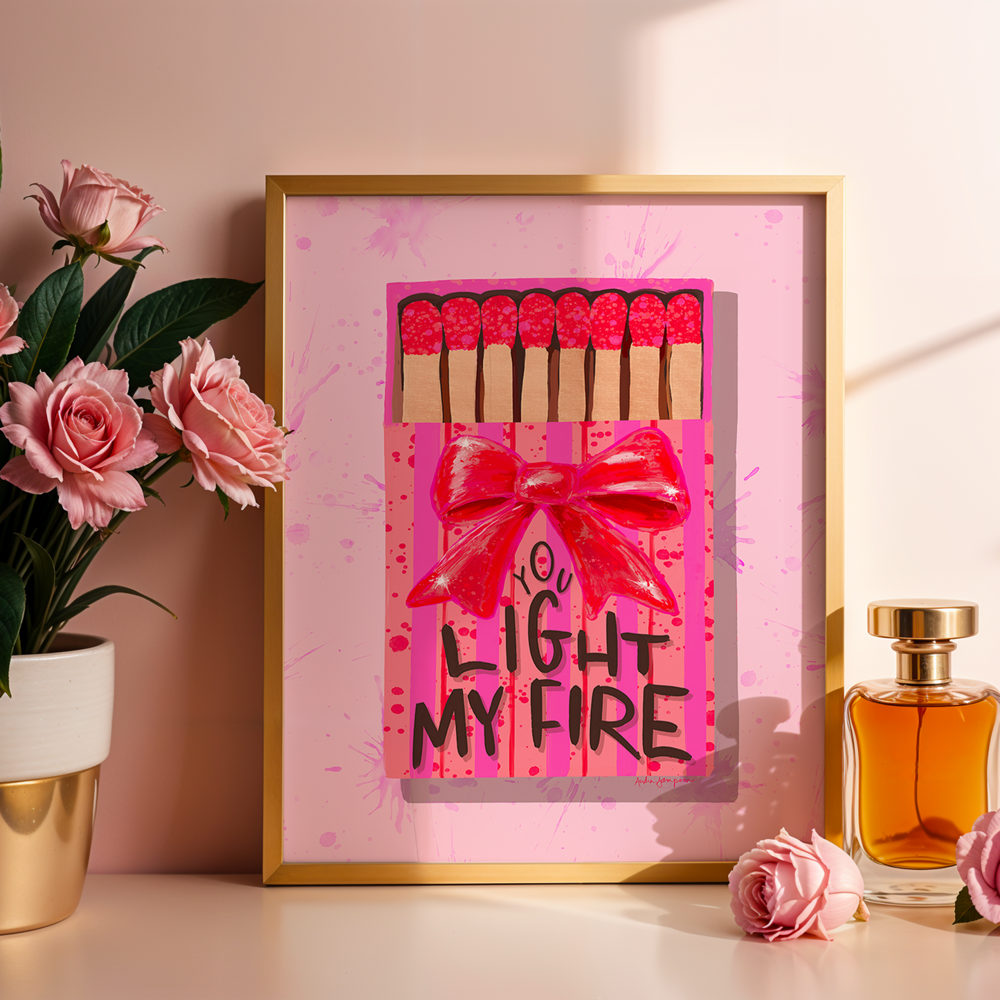 Valentine's Day Art Print, Matchbox Decor, Trendy Colorful Wall Poster, Pop Art: 11x14 print on canvas