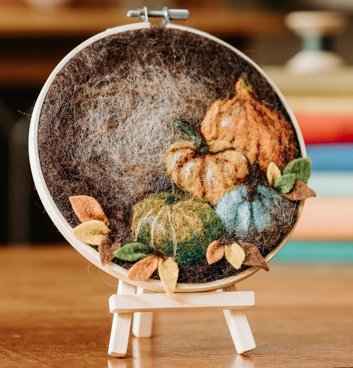 Paint with Wool: Pumpkin in a Hoop Needle Felt Craft Kit
