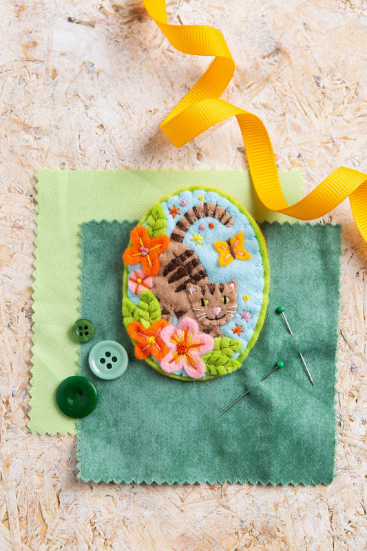 Tabby Cat Felt Craft Brooch Kit | Complete Craft Kit