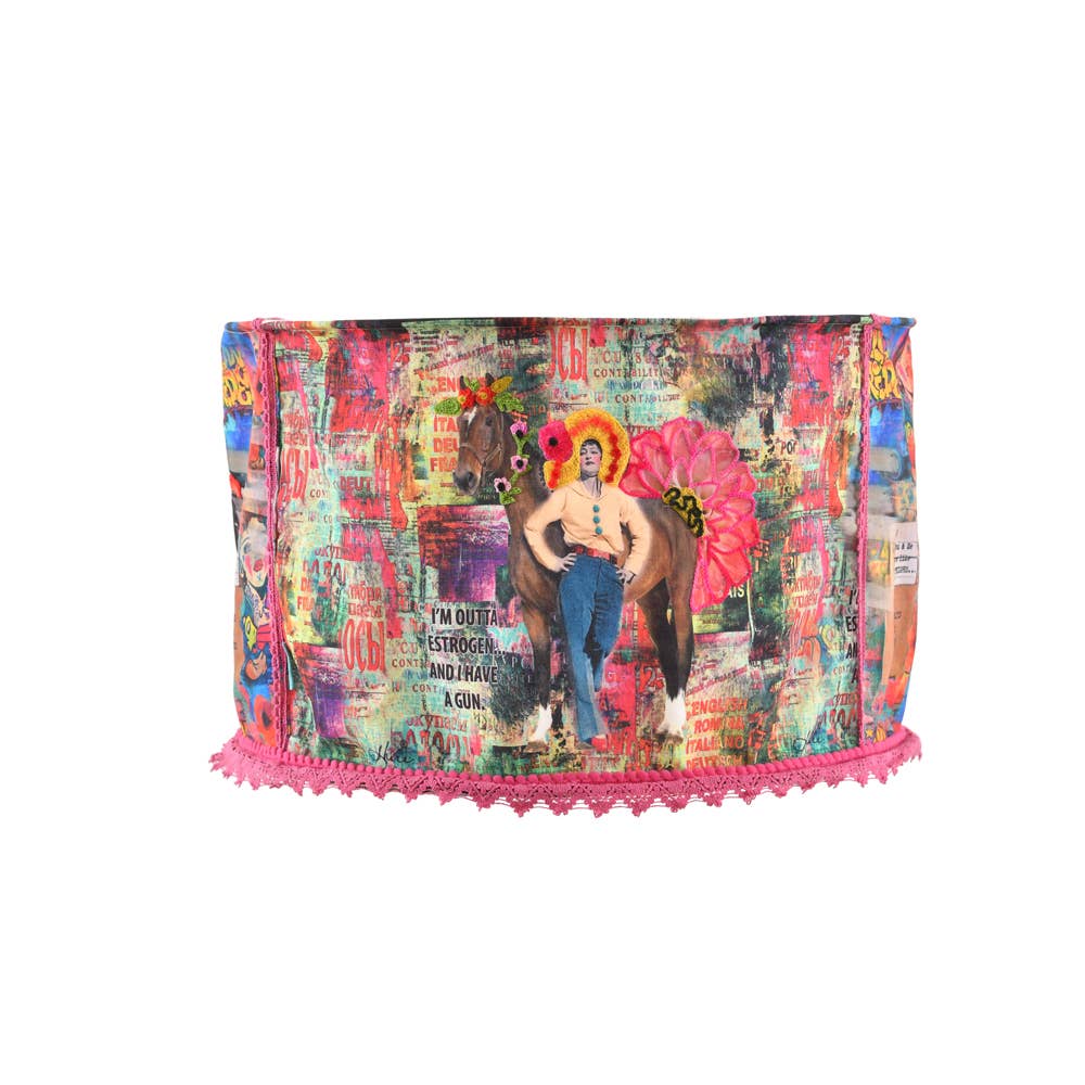 COW GIRL FUN Crewel LAMP SHADE 18"