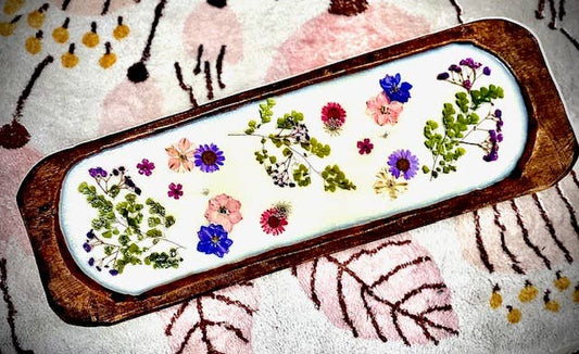 Bread Bowl - Soy Candle with flowers LAVENDER SCENT