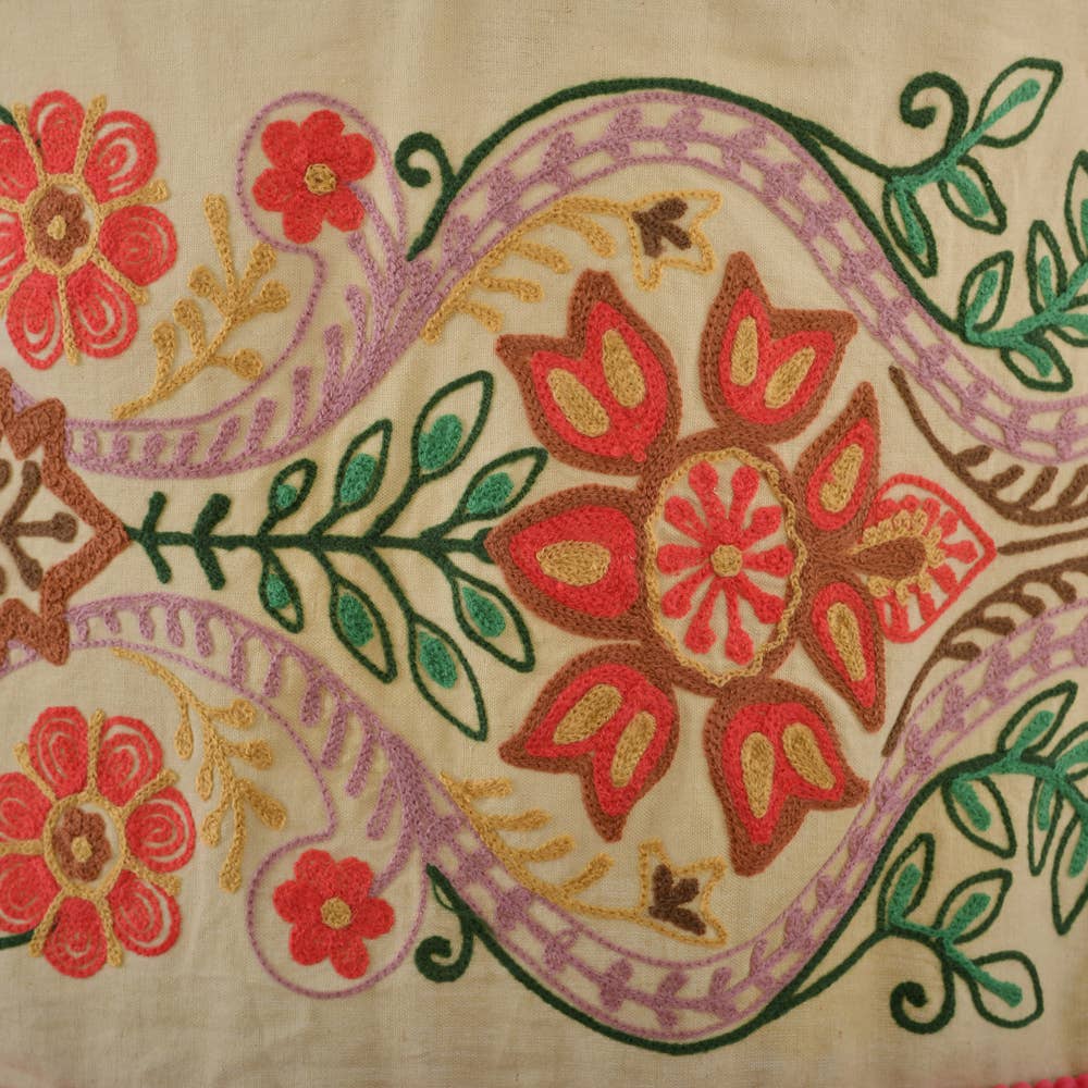 FLORAL FIELD Crewel LAMP SHADE 18"