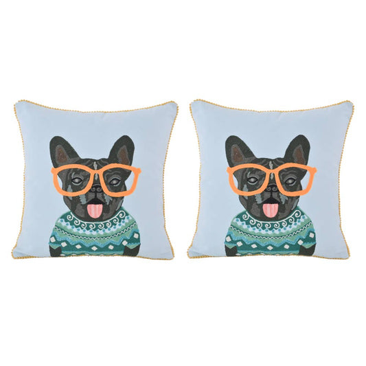 FRENCHIE DOG Pillow Hand Creweled. 18X18"
