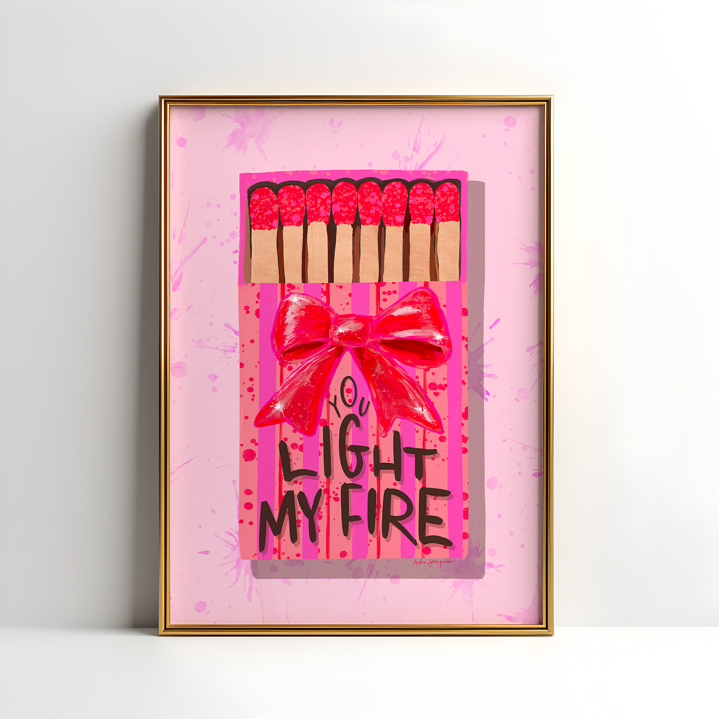 Valentine's Day Art Print, Matchbox Decor, Trendy Colorful Wall Poster, Pop Art: 11x14 print on canvas