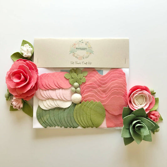 Felt Flower Floral Trio Craft Kit | Coral Sage