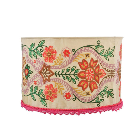 FLORAL FIELD Crewel LAMP SHADE 18"