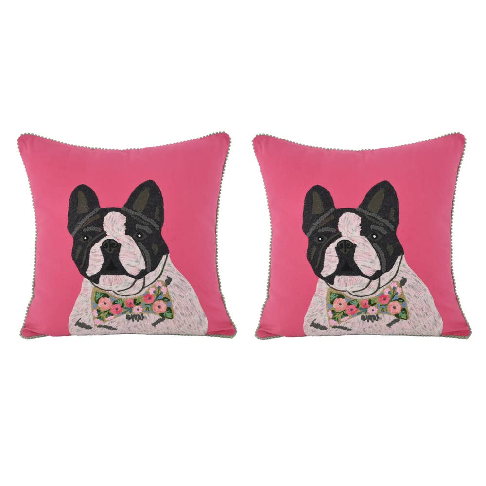 Bowtie Frenchie DOG PILLOW 18x18"