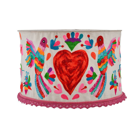 HEART Crewel LAMP SHADE 18"