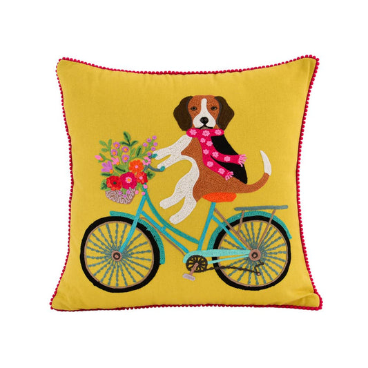 Beagle on Bike Pillow