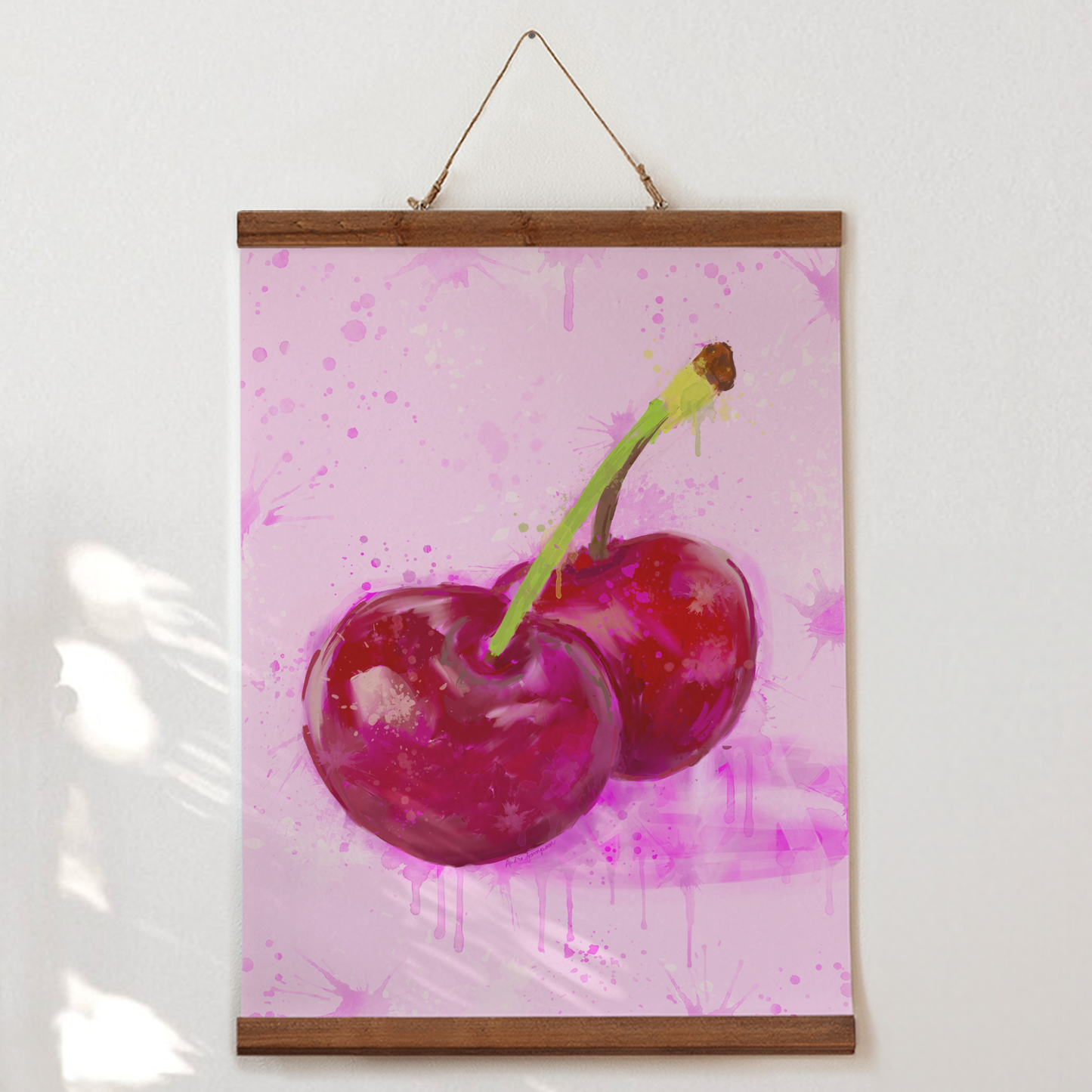 Valentine's Day Art Print, Dopamine Decor, Trendy Colorful Wall Poster, Cherries Retro Pop Art: 16x20 print on paper