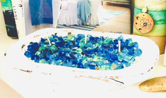 "FIRE BOWL" Dough Bowl Soy Candle (At the Lake): Natural dough bowl