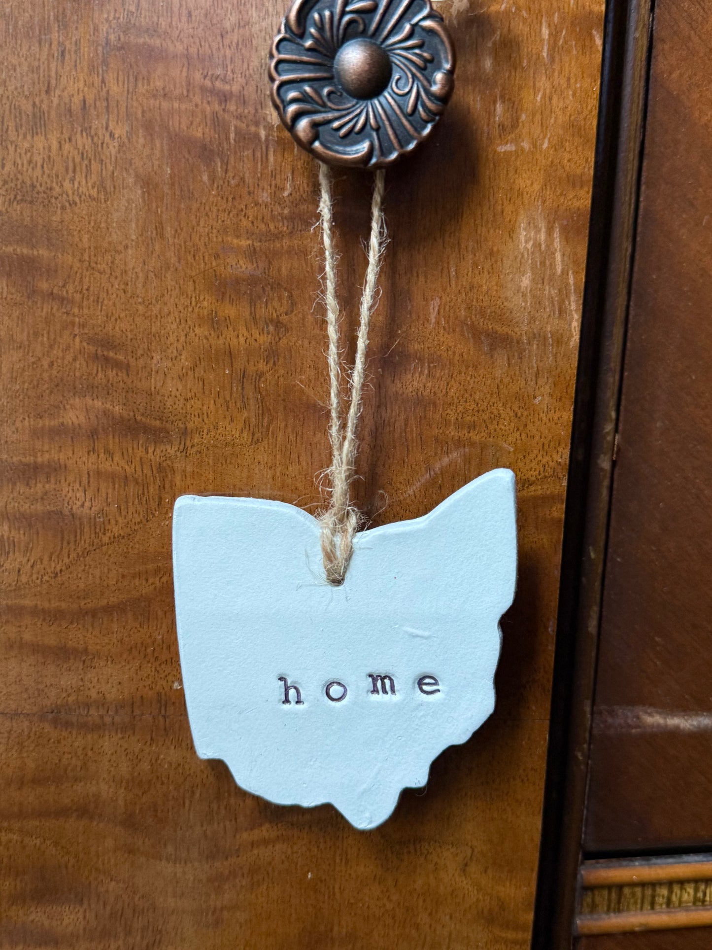 Hand Stamped Clay OHIO Ornament