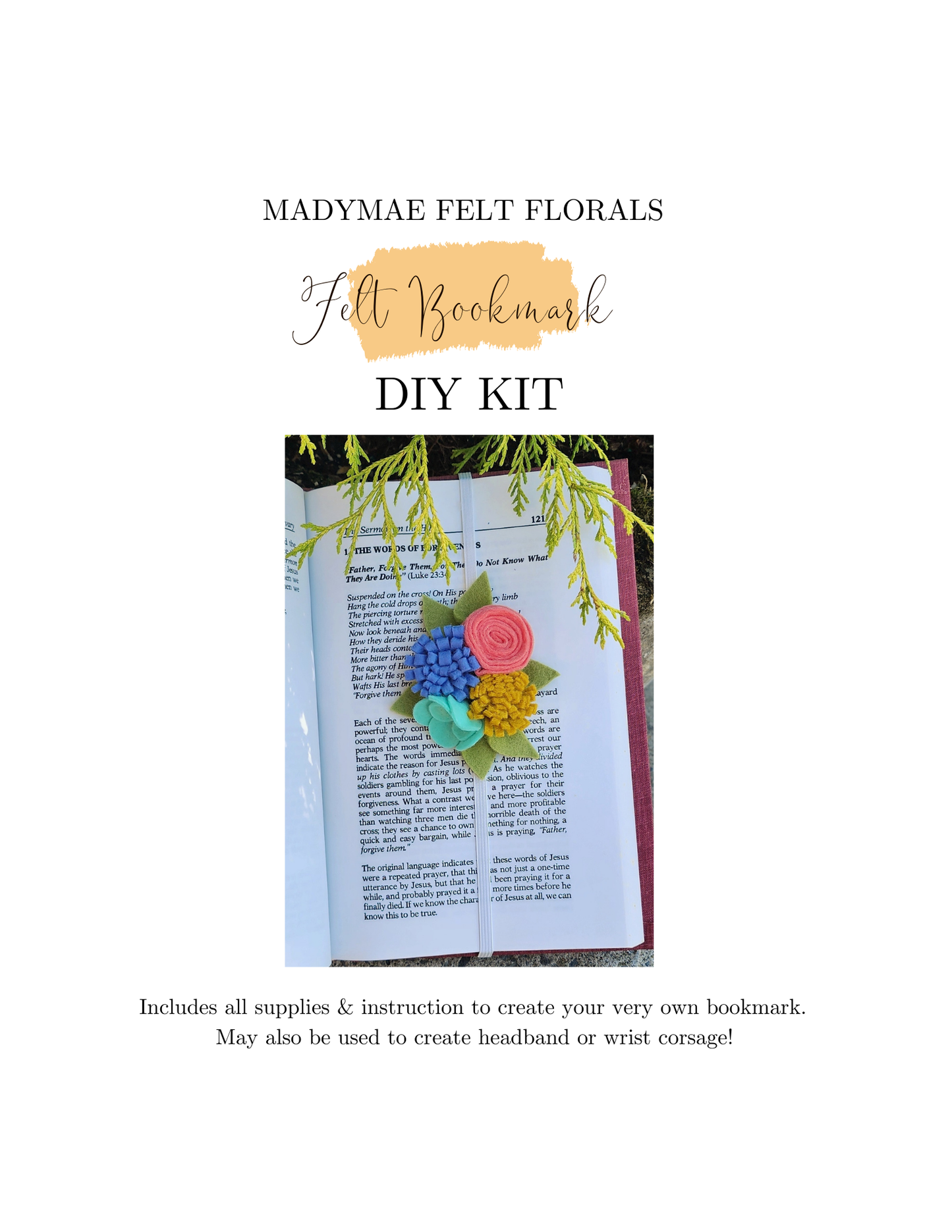 Felt Bookmark DIY Kit: Sea Salt & Rose