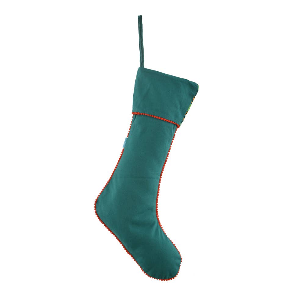 NEW TEAL EMBROIDED STOCKING 8x24"