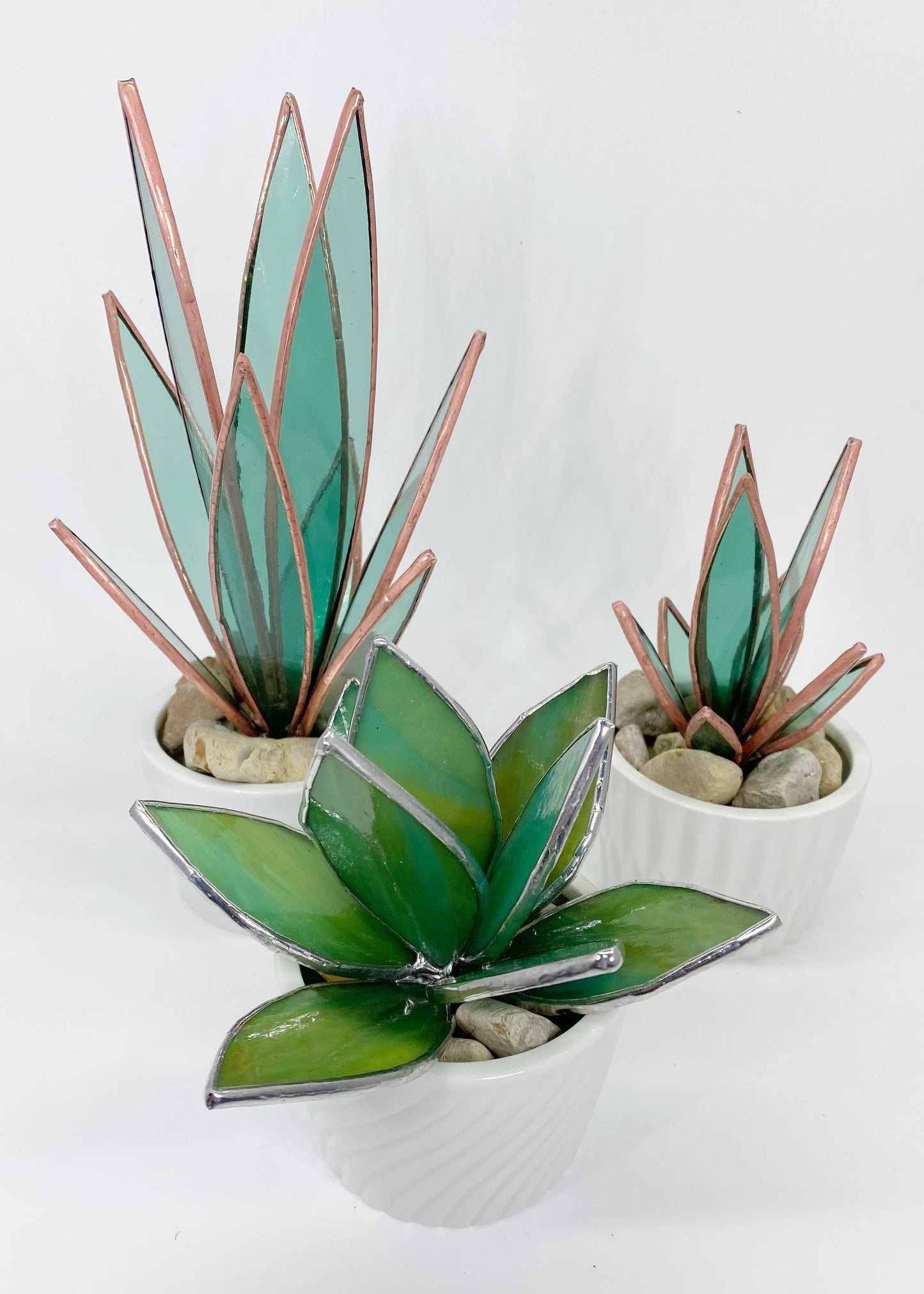 3D Stained Glass Snake Plant Desktop Sculpture: MINI