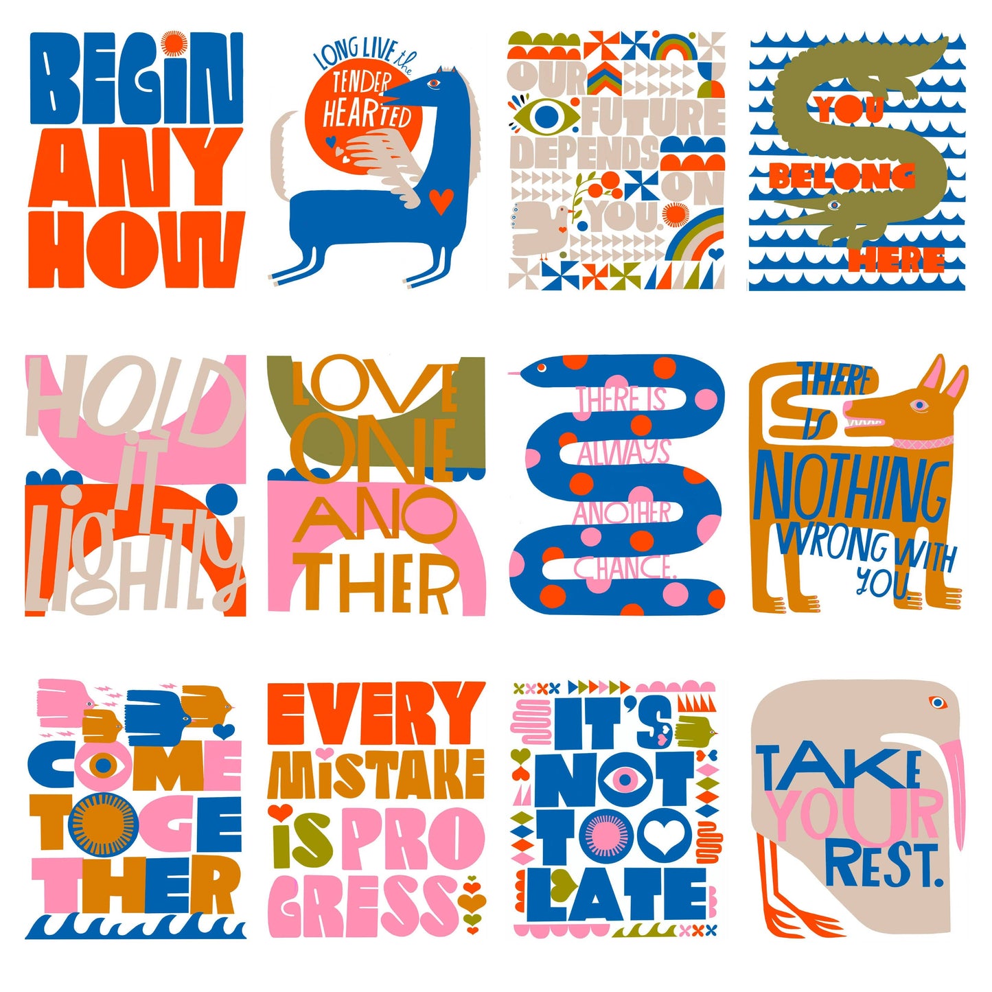 Begin Anyhow Mini Print Collection - set of 12