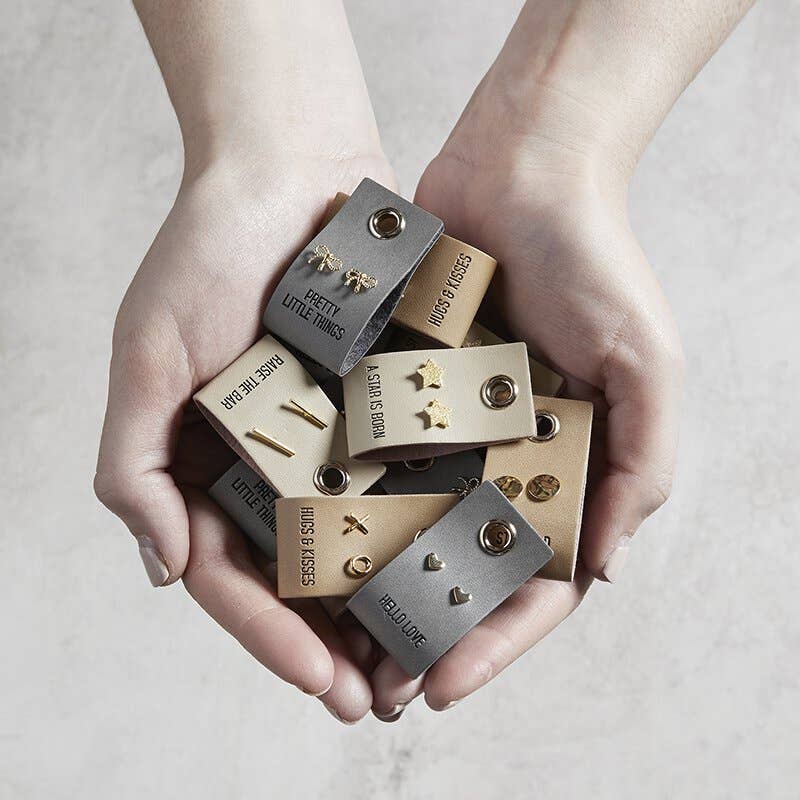 Leather Tag Earrings - Star