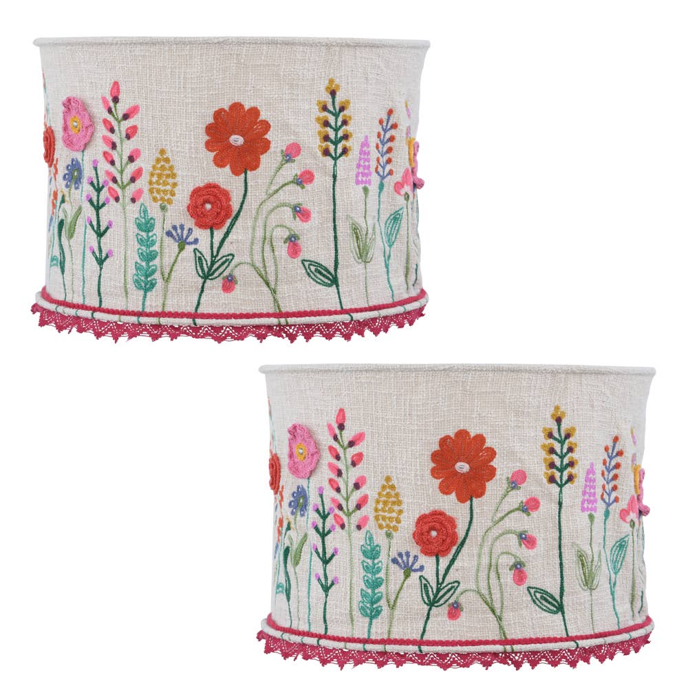 WILD FLOWERS Crewel LAMP SHADE 18"