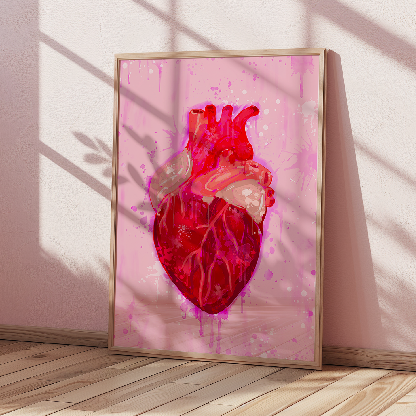 Valentine's Day Art Print, Dopamine Decor, Trendy Colorful Wall Poster, Anatomical Heart Pop Art: 11x14 print on paper