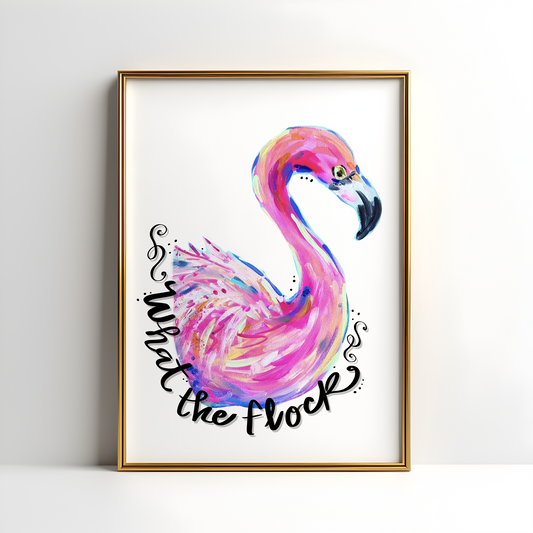 Flamingo Art Print, Funny Quote Art, Dopamine Decor, Trendy Colorful Wall Poster, Maximalist Home: 5x7 print on paper