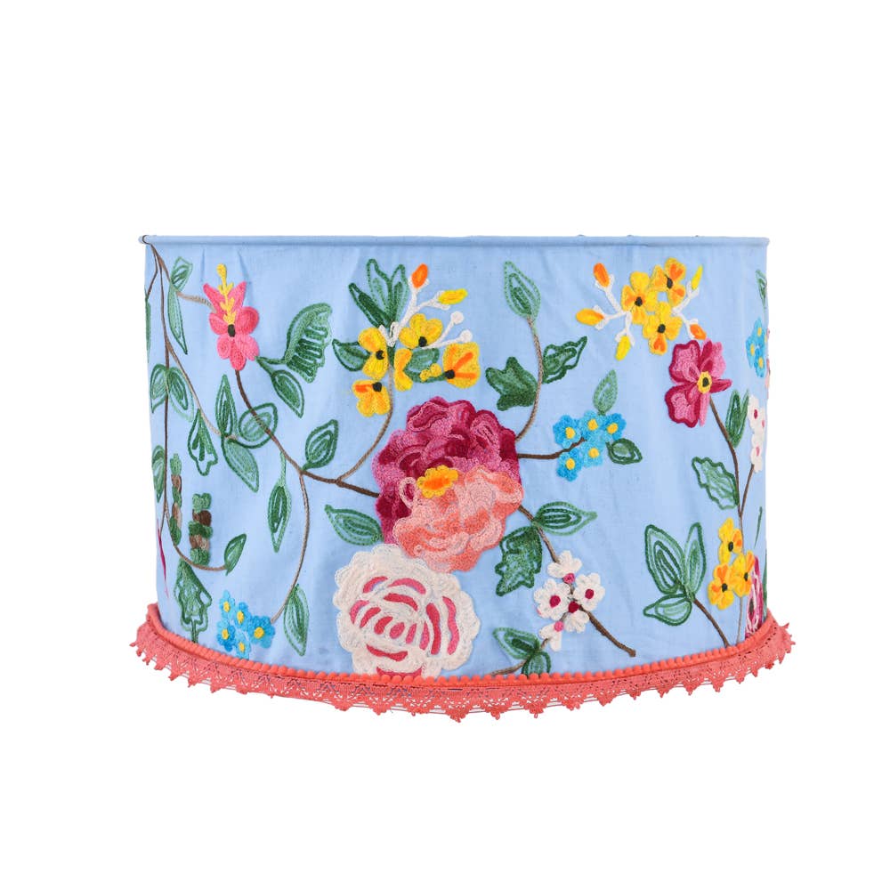 FLORAL YARD Crewel LAMP SHADE 18"