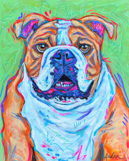 Bulldog Dog Art Print Pet Gift: 5x7