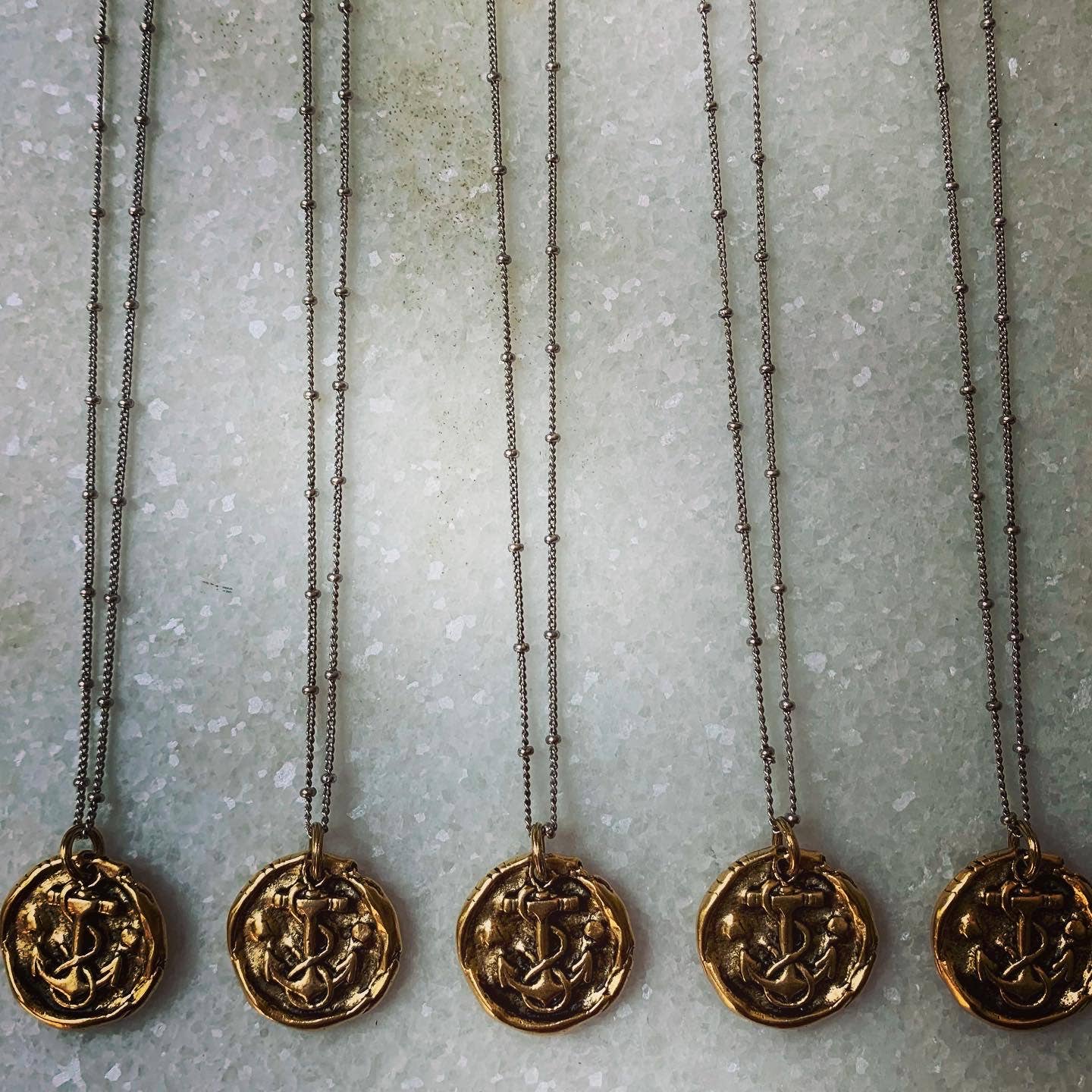 Anchor: Gold Charm/Silver Chain