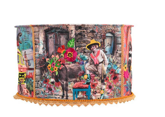 GIRLS HAVE FUN Crewel LAMP SHADE 18"