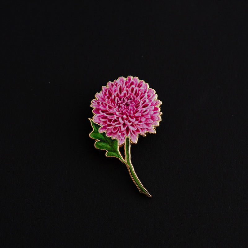 Chrysanthemum v2 Floral Enamel Pin | November Birth Month Flower