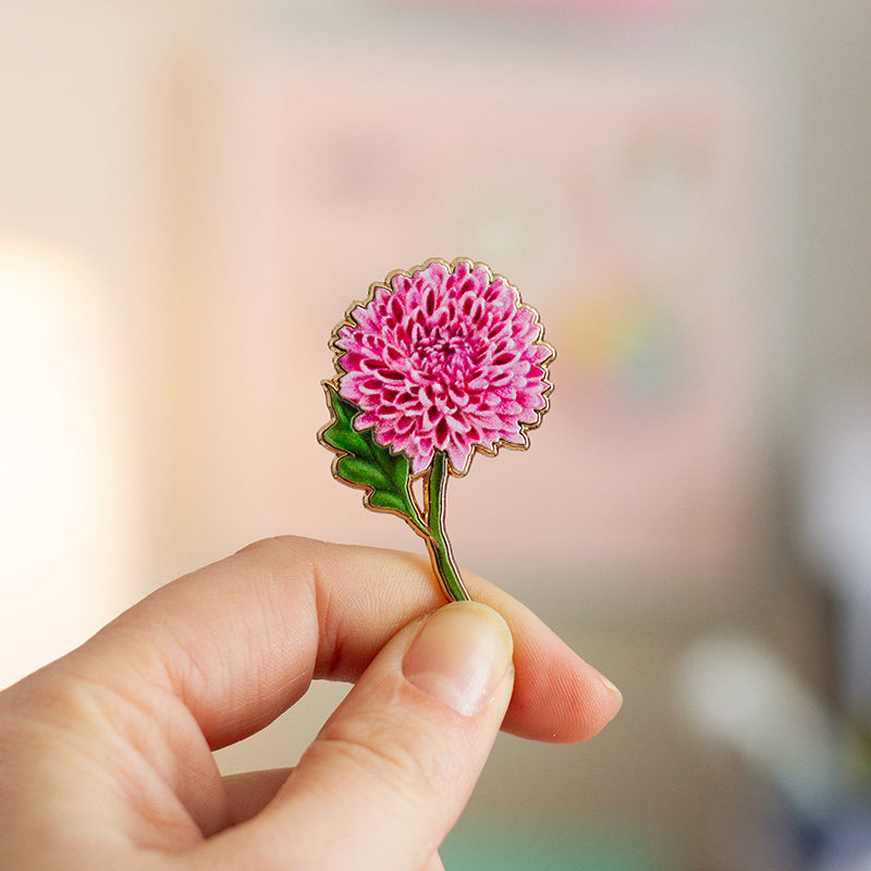 Chrysanthemum v2 Floral Enamel Pin | November Birth Month Flower