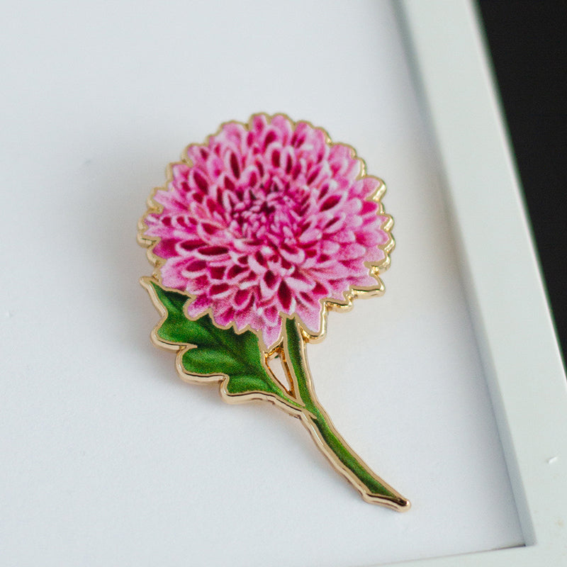 Chrysanthemum v2 Floral Enamel Pin | November Birth Month Flower