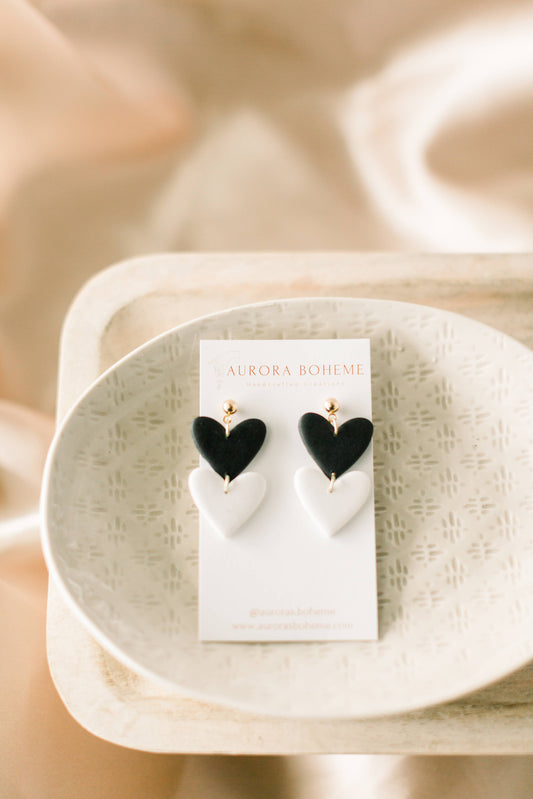 Black/White Heart Drops